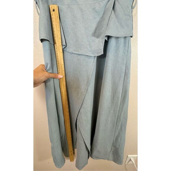 Madison The Label Women's Blue Linen Blend Wrap Midi A-Line Dress Women's XS - Picture 7 of 10